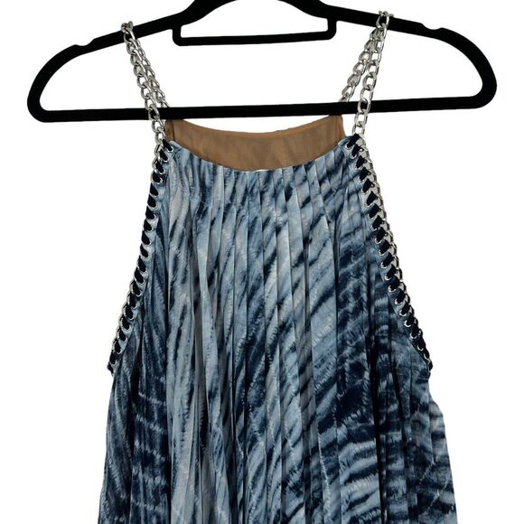 Michael Kors XL Tie Dye Georgette Halter Neck Chain Strap Sleeveless Dress - Picture 2 of 6
